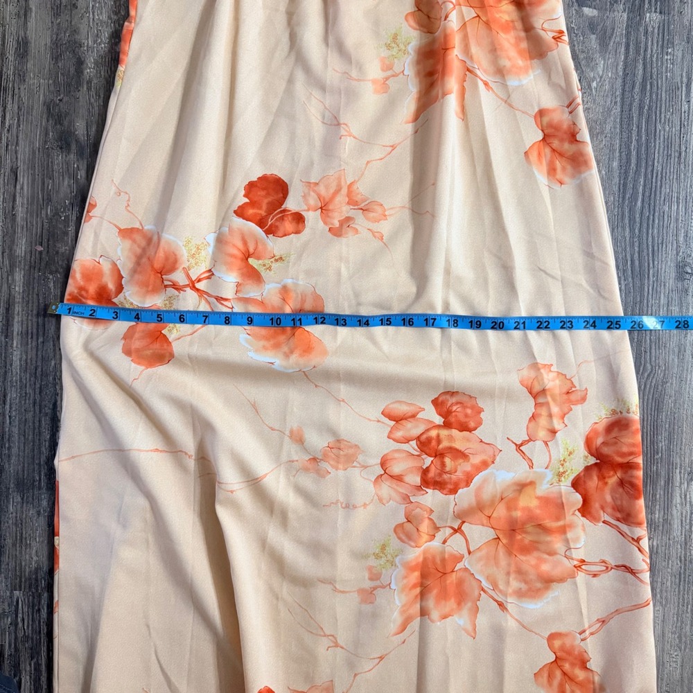 Malihini Hawaii Vintage Floral Muumuu Dress Peach Vacation Flutter Sleeve Sz 16 - Picture 11 of 12